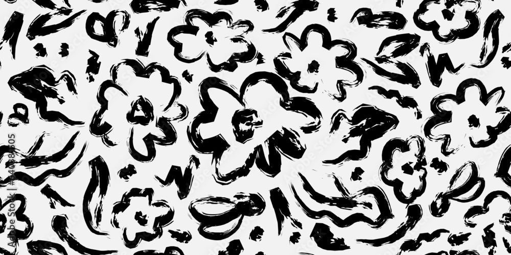 Floral pattern, careless strokes of paint. Vector seamless pattern Floral pattern, careless strokes of paint. Vector seamless pattern