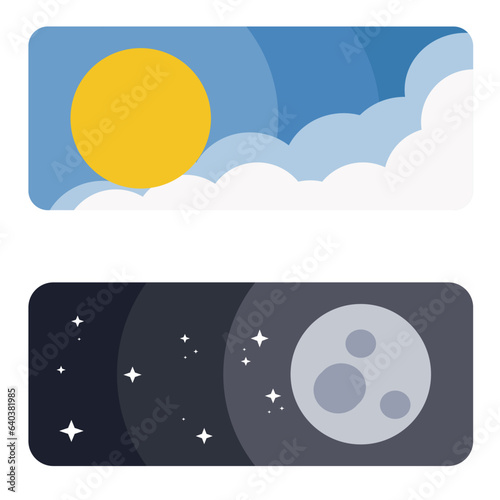 Cartooned vector illustration ready to print: day and noght concept stickers photo