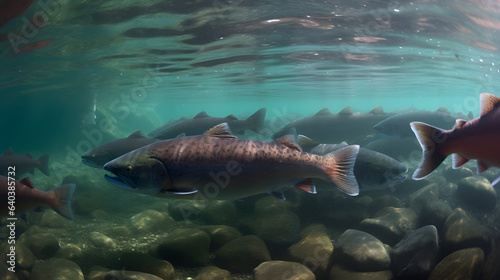 Widescreen Waters: The Panoramic Dance of Trout in Nature's Currents