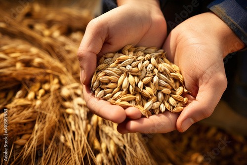 beer malt is poured in the palms © nordroden