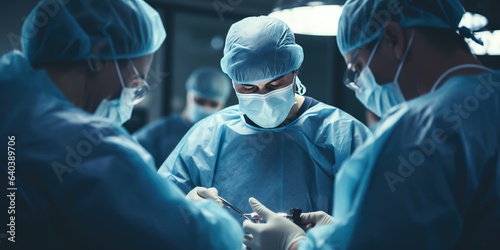 Medical Team Performing Surgical Operation in Operating Room. Generative AI