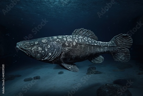 Coelacanth fish isolated on transparent background. Coelacanth. Sea fish dicut. Generative AI