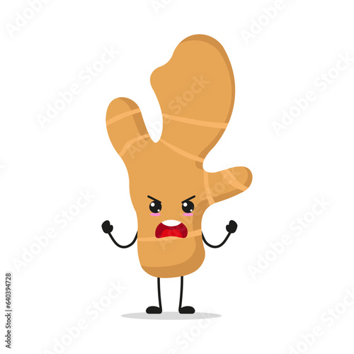 Cute furious ginger character. Temperament food cartoon emoticon in flat style. herb vector illustration