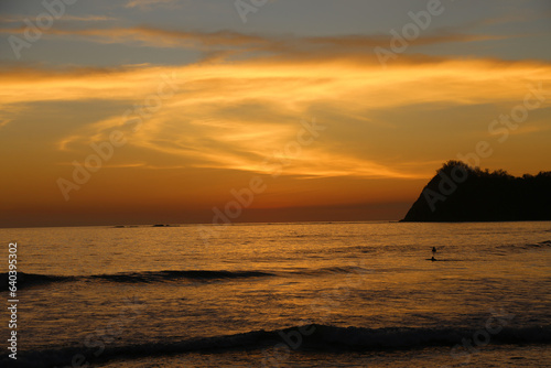 Sunset at Playa Nacional  S  mara. View of the shore  with horizon over the sea