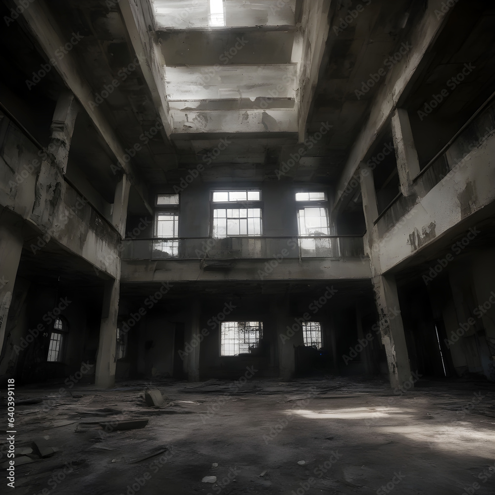  Urban exploration with a shot of an abandoned buildings interior. Generative Ai
