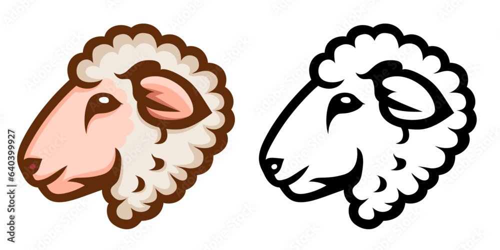 Sheep head side view logo template vector illustration, Sheep ram side ...