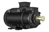 Black industrial electric motor, 3D rendering isolated on transparent background