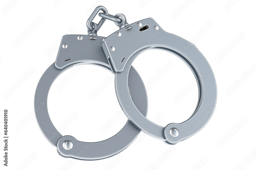 Handcuffs, 3D rendering isolated on transparent background Handcuffs, 3D rendering isolated on transparent background
