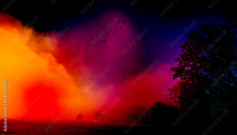 an autumnal landscape and fog an autumnal landscape and fog