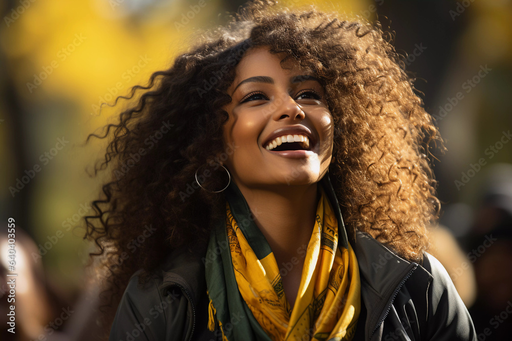 Εκτύπωση καμβά Mulher mulata brasileira, feliz patriota