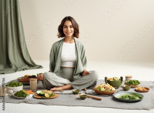 Beautiful girl with healthy food