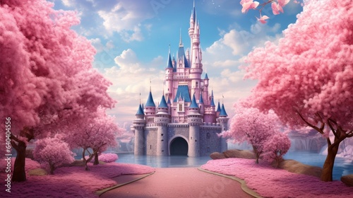 Pink princess castle background
