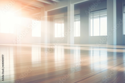 An empty room with a light reflecting on the floor