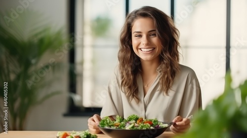 Beautiful girl with healthy food
