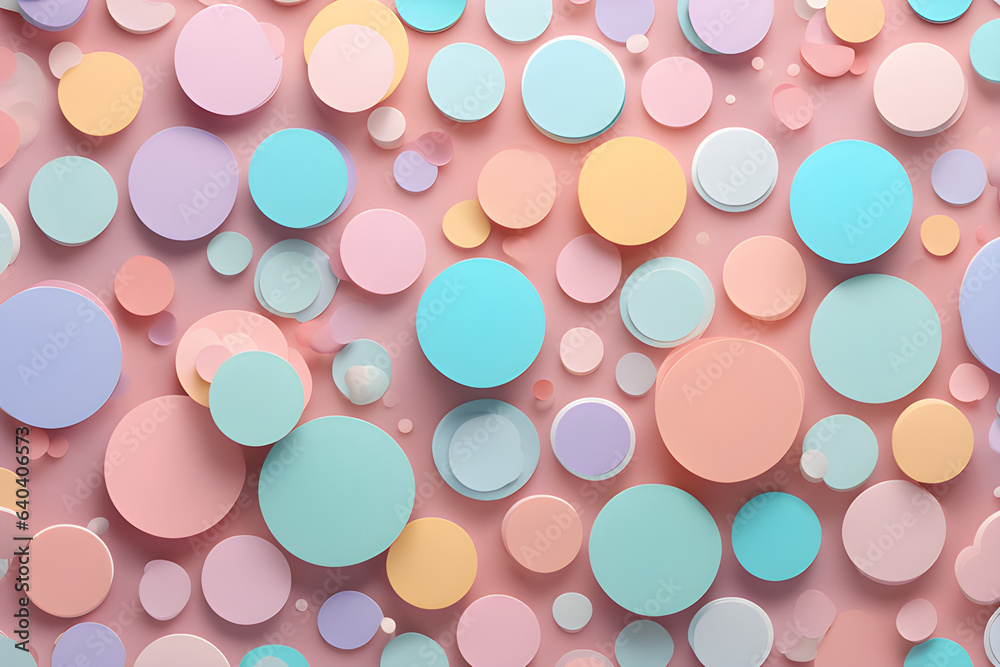 close up of colorful confetti, Pastel round-shaped background pattern, tender and delightful design, ultra-high resolution, realistic intense colors, top-tier-Generative Ai