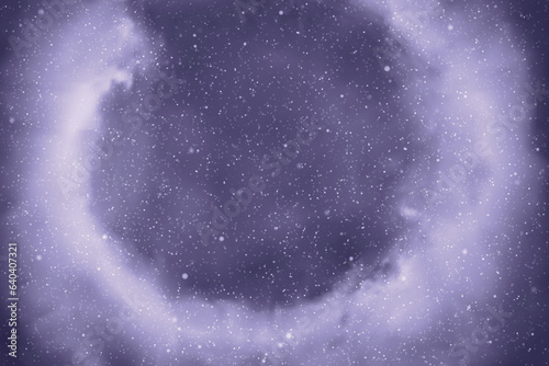 Nebula in space. Night starry sky. Monochrome blue cosmic background