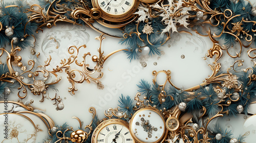 vintage christmas background with clock