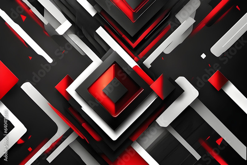 Abstract modern luxury background with geometric shapes in black, red color, featuring triangles, squares, and rectangles