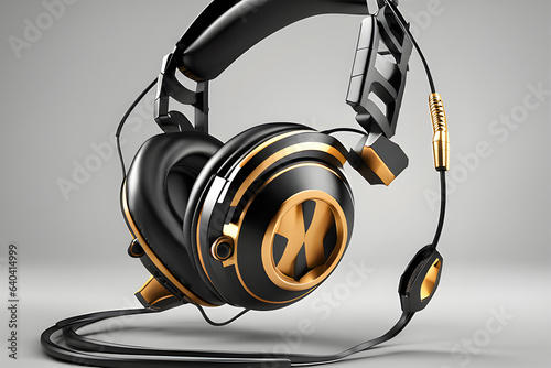 black and golden headphones