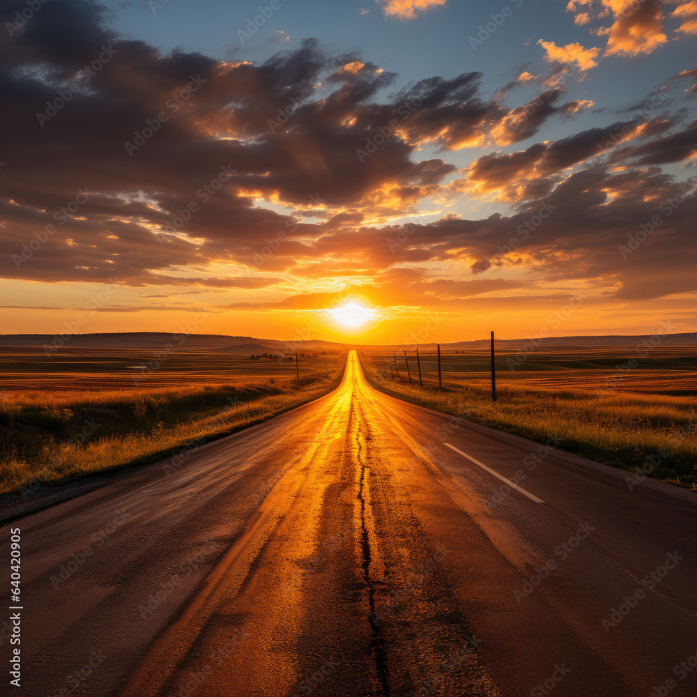 Road to sunset Ai Generative