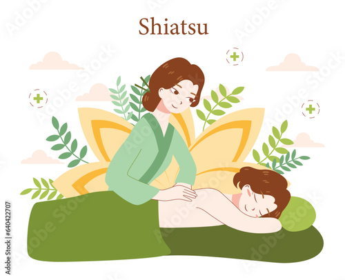 Shiatsu. Japanese medicine, acupressure, manual technique. Alternative