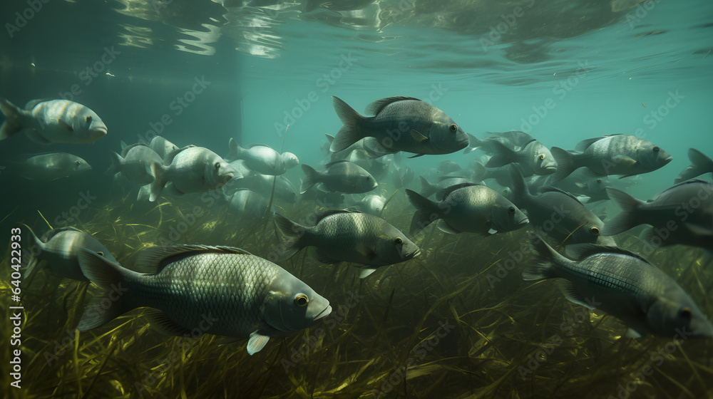 Fototapeta premium Tilapia in Focus: A Scientific Dive into Sustainable Aquaculture