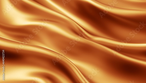 Golden wavy satin, silk texture. Yellow fabric background © Mr. Music