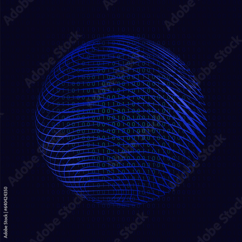Global logistics network in blue. Map global logistics partnership connection.  Globe  from waves in neon style. digital background in blue.  EPS10.