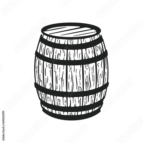 Wine Barrel Vector, Wine Barrel Icon, Wine Cooler, Wood Wine Barrel, Hand Drawn Wine Barrel, Vector Illustration Background