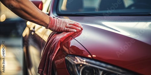 Sparkling Auto Detailing  Expert Car Wash with Microfiber Cloth, Generative AI © Oleksii