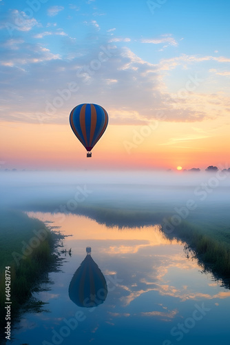 Hot air balloon at sunset,Generative ai Image