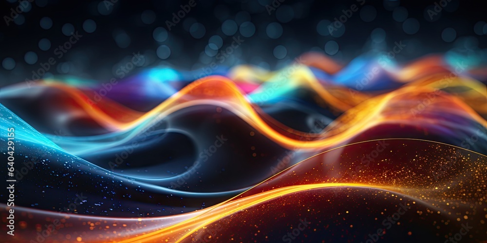 colored waves on black background Generative AI colored waves on black background Generative AI