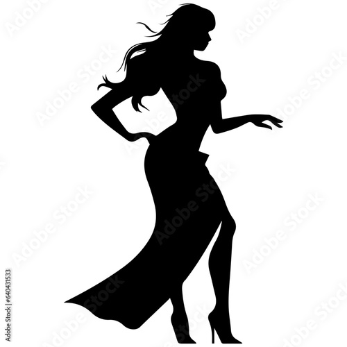 Silhouettes of beautiful girl