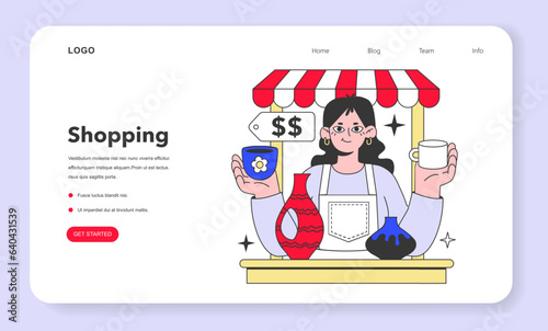 Small business web banner or landing page. Artist or craft person selling