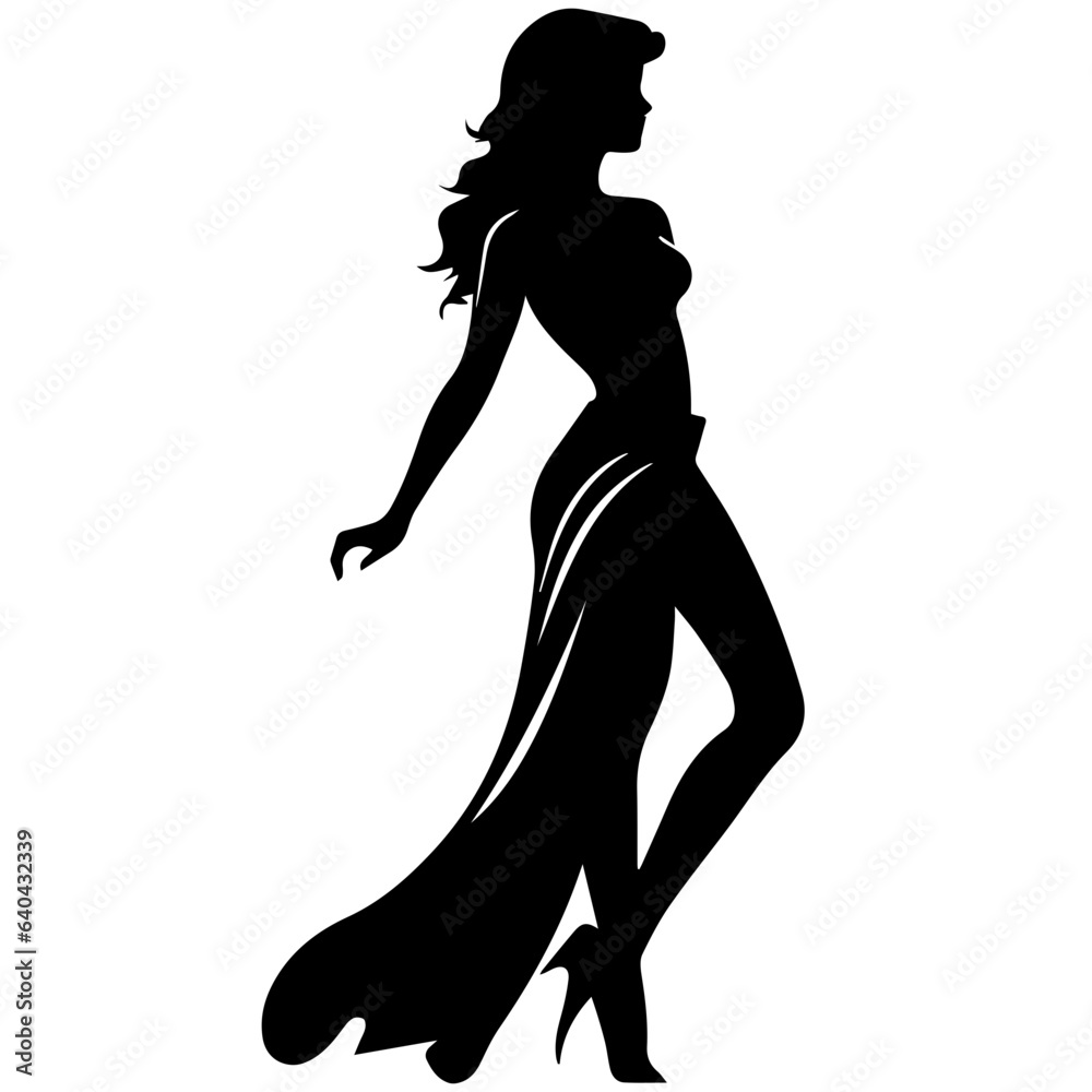 Silhouettes of beautiful girl Silhouettes of beautiful girl