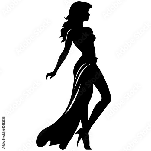Silhouettes of beautiful girl
