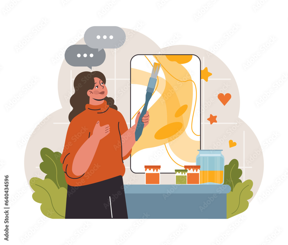 Art therapy. Character developing a creativity. Self-expression idea.