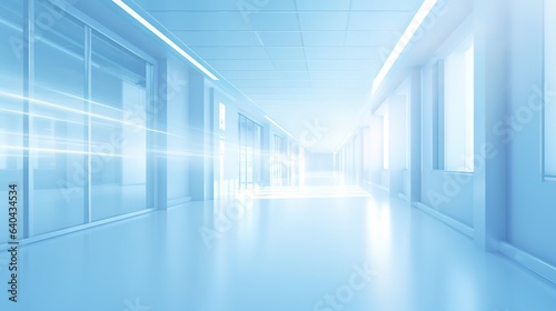 blue corridor in modern building