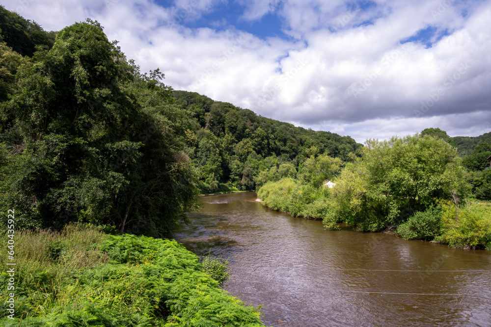 View of the river Wye from Biblins Bridge on a summer afternoon View of the river Wye from Biblins Bridge on a summer afternoon