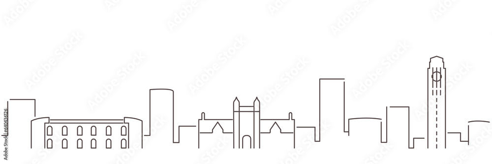 Ann Arbor Dark Line Simple Minimalist Skyline With White Background