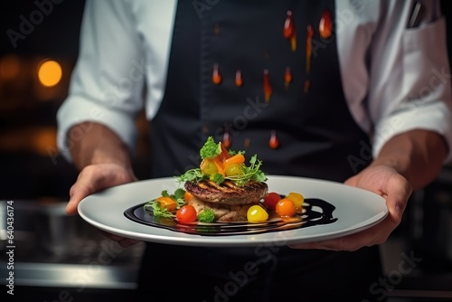 Modern food stylist decorating meal for presentation