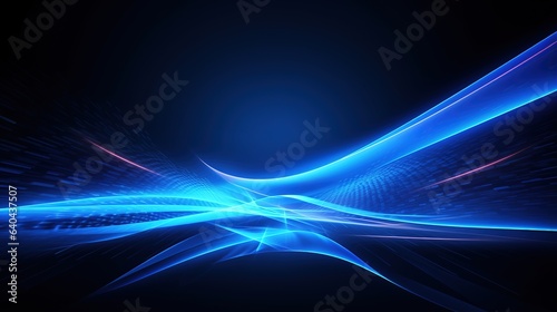 Abstract blue background with glowing rays and bursts of light