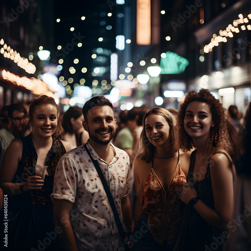 Group of people at an outdoor party or nightclub