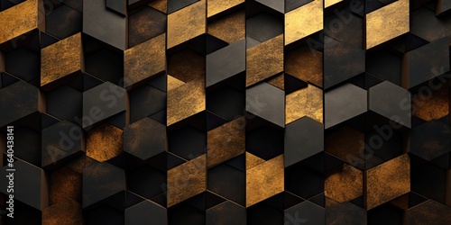 some geometric design in black and gold Generative AI