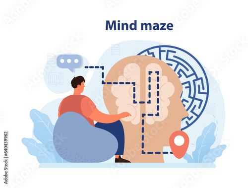 Psychology. Mind maze. Labyrinth in mind. Thinking, decision making