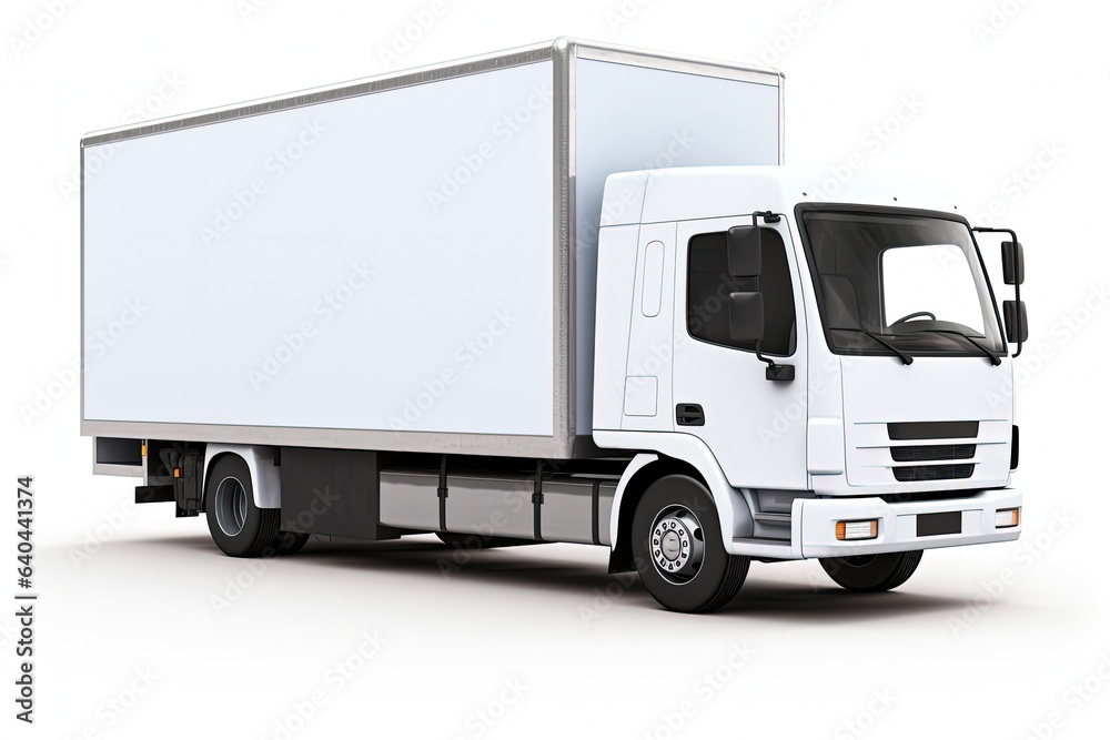 White box truck, delivery and logistics concept. Generative AI White box truck, delivery and logistics concept. Generative AI