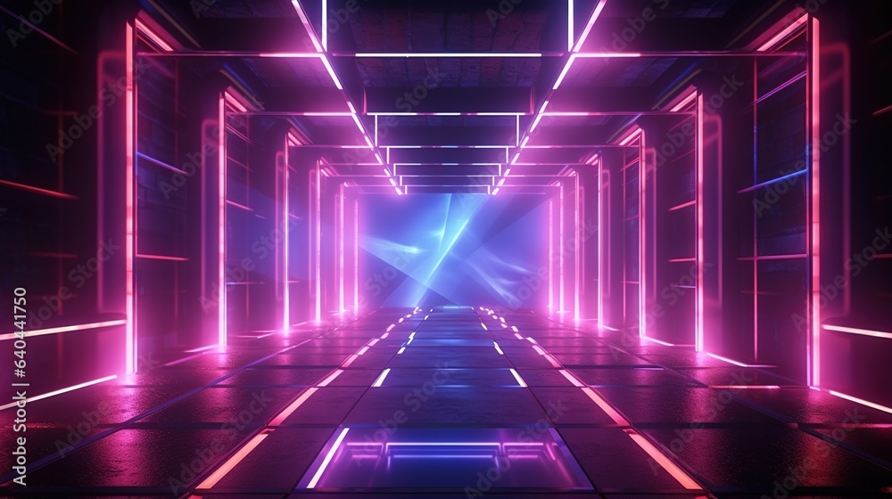 Nighttime Disco Glow: Abstract light background with glowing lines, illuminating a vibrant stage at a dynamic concert party Nighttime Disco Glow: Abstract light background with glowing lines, illuminating a vibrant stage at a dynamic concert party