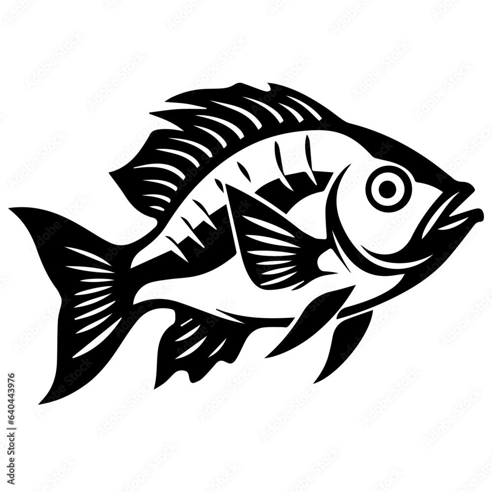 Fototapeta premium silhouette fish on a white background, vector illustration