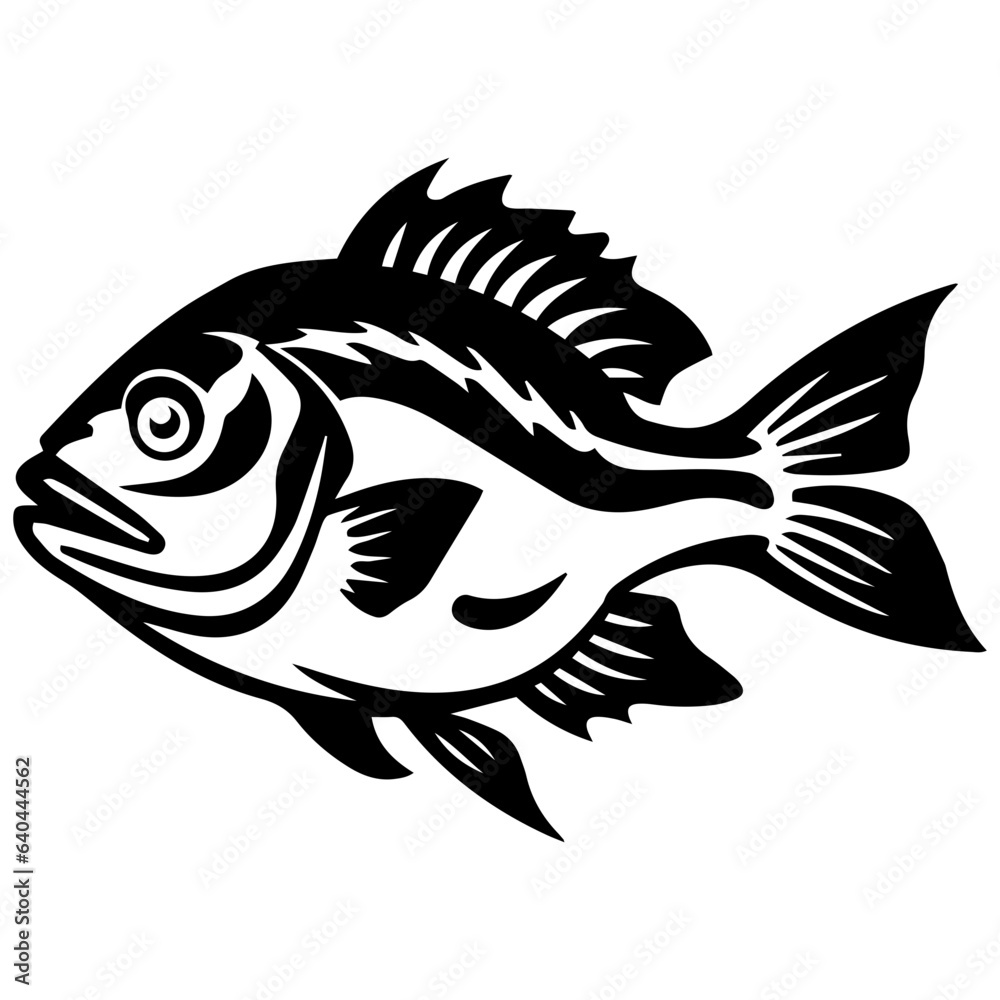Fototapeta premium silhouette fish on a white background, vector illustration