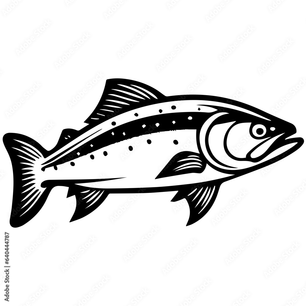 Fototapeta premium silhouette fish on a white background, vector illustration